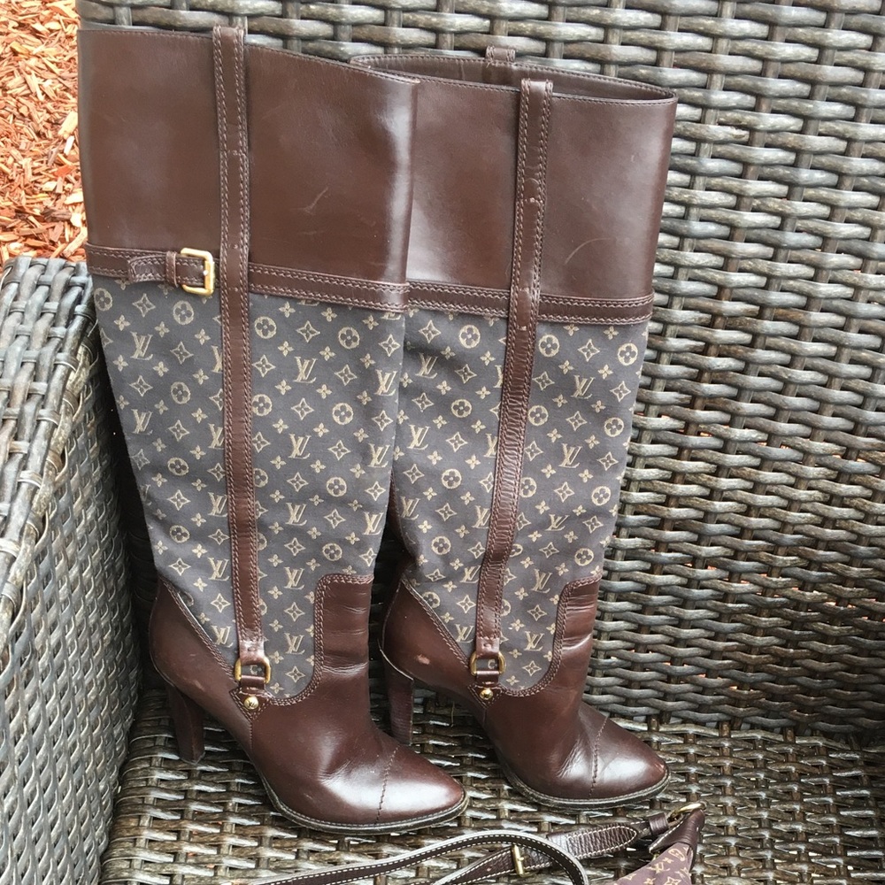 Louis Vuitton mini lin high heel boots